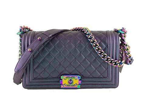 chanel iridescent le boy bag purple